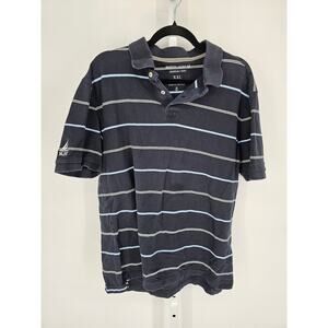 Nautica Jeans Co Mens Sz XXL Short Sleeve Polo Shirt Blue Striped Cotton